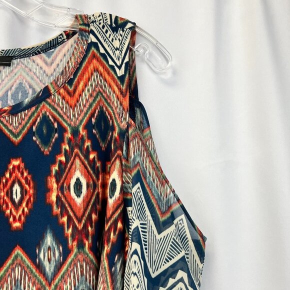 R&K Womens Multicolor Aztec Cold Shoulder Sleeve Round Neck Sheath Dress Sz 18W - Picture 5 of 9